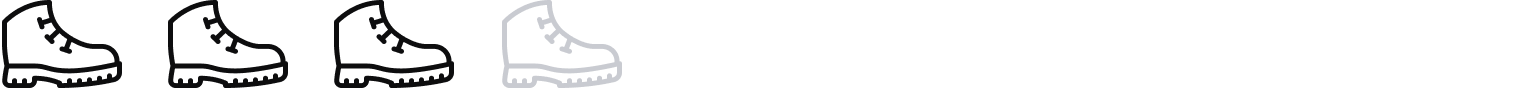 3 of 4 boot icons filled in symbolizing level 3 hiking
