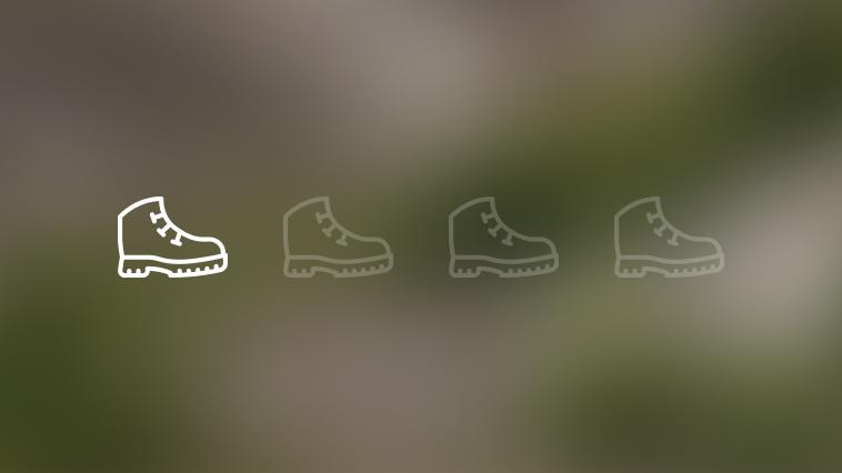 One hiking boot, indicating difficulty level 1