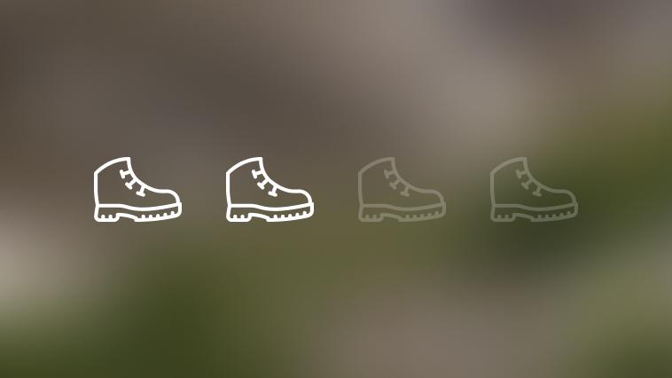 Green blurred background with two hiking boot icons