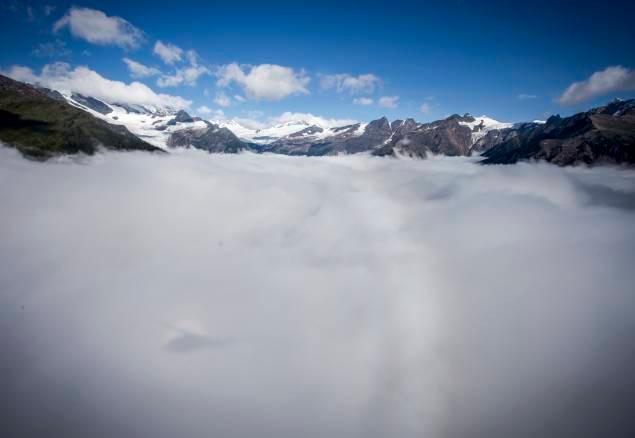 Mountains covered in clouds