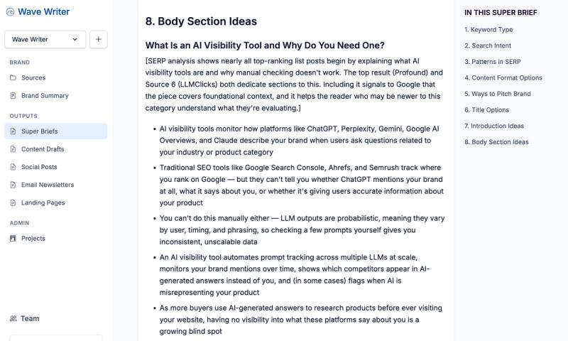 body section ideas screenshot