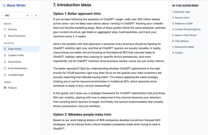 super brief introduction ideas