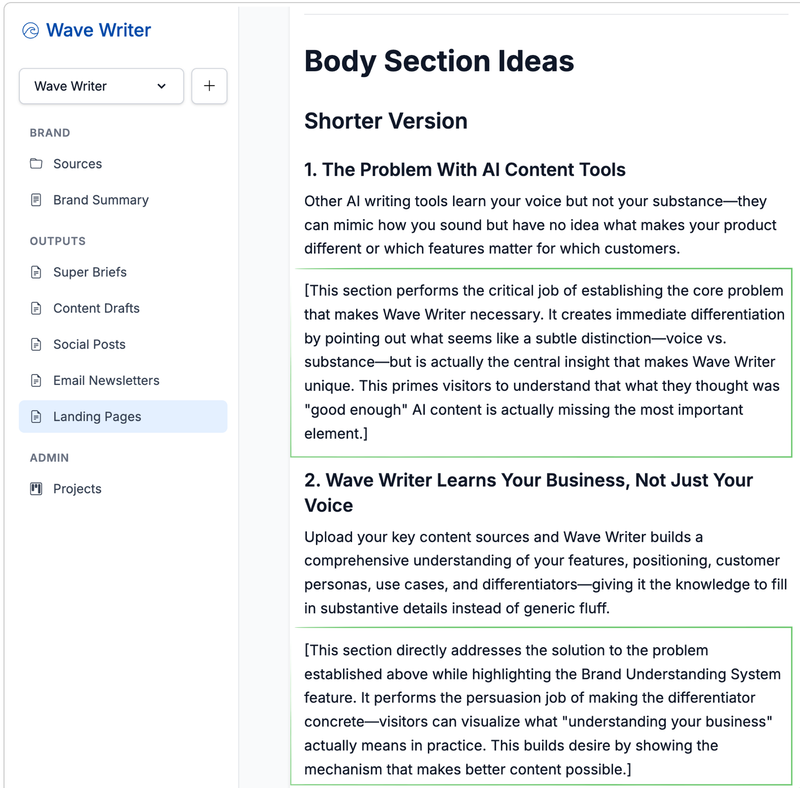 landing page reasoning