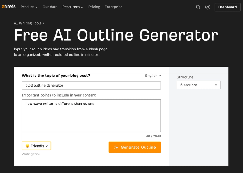 ahrefs outline generator