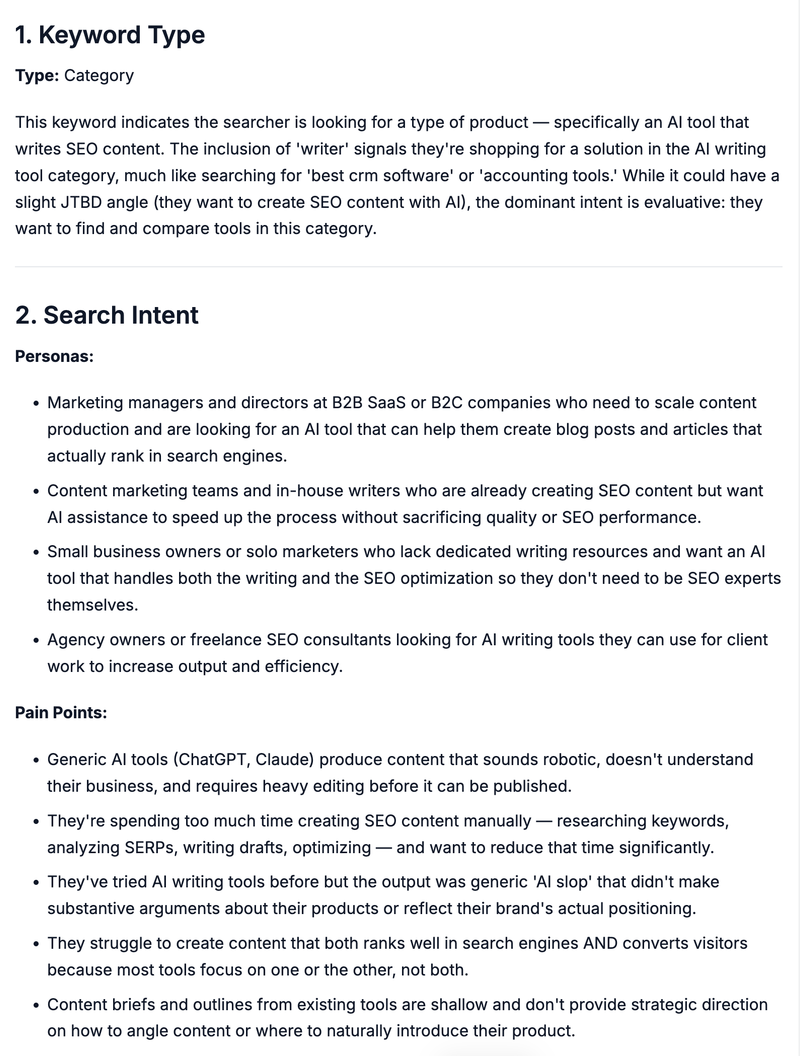 wave's keyword and search intent analysis
