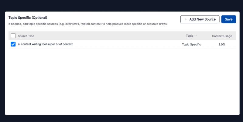add topic specific sources to give more context to your ai draft
