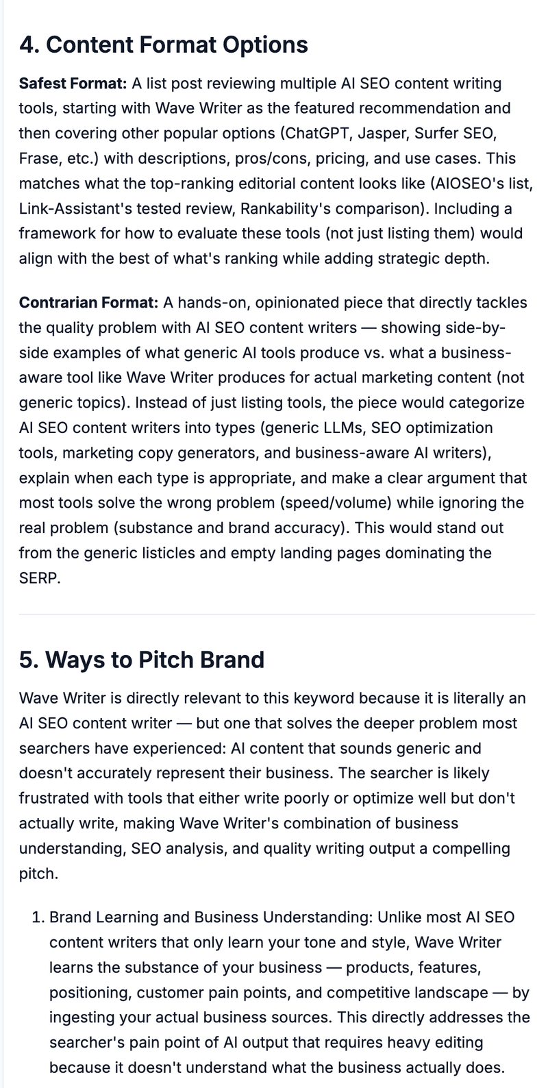 content format options screenshot