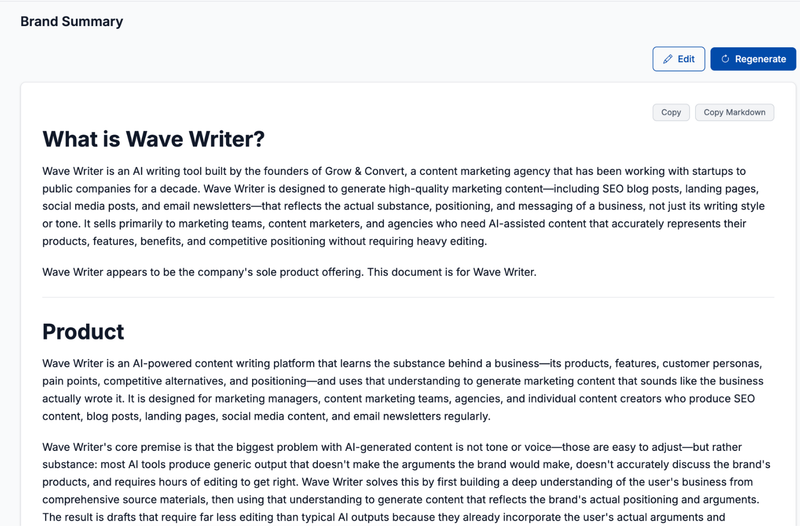 wave brand summary screenshot