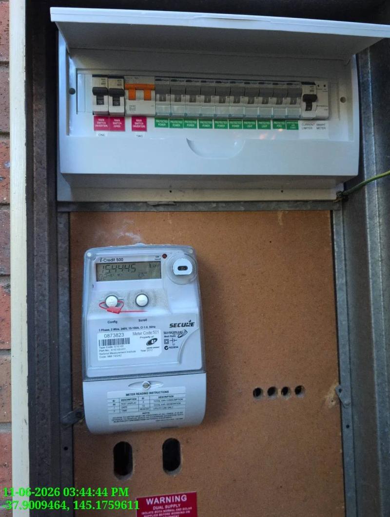 Meter and switchboard at a Footscray home