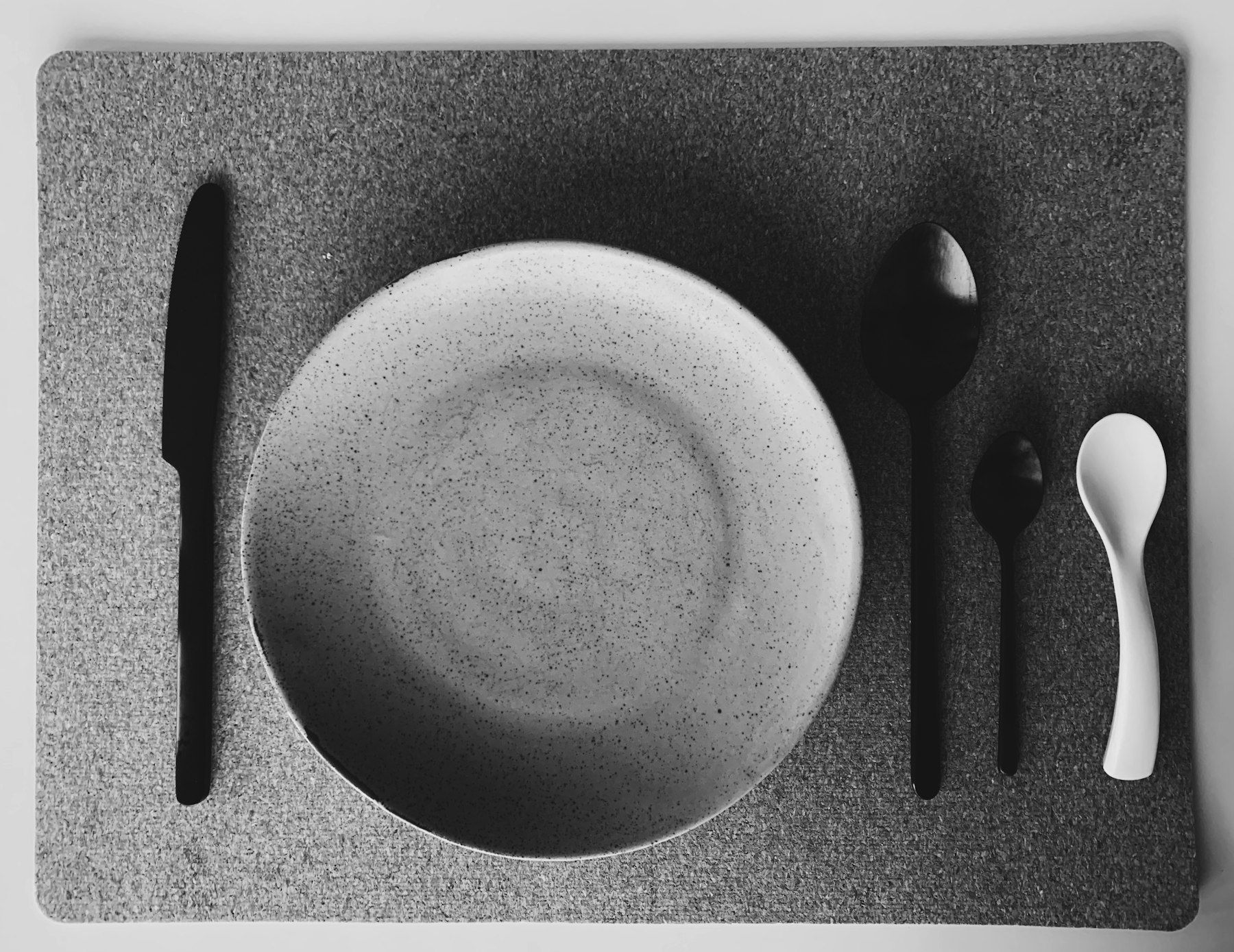 White ceramic plate and silver fork