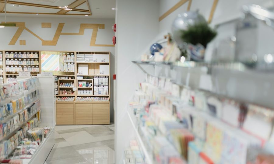 Assorted book on display in book store