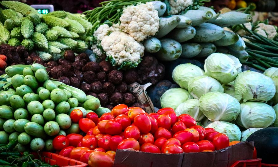 Low light photography of pile of vegetables