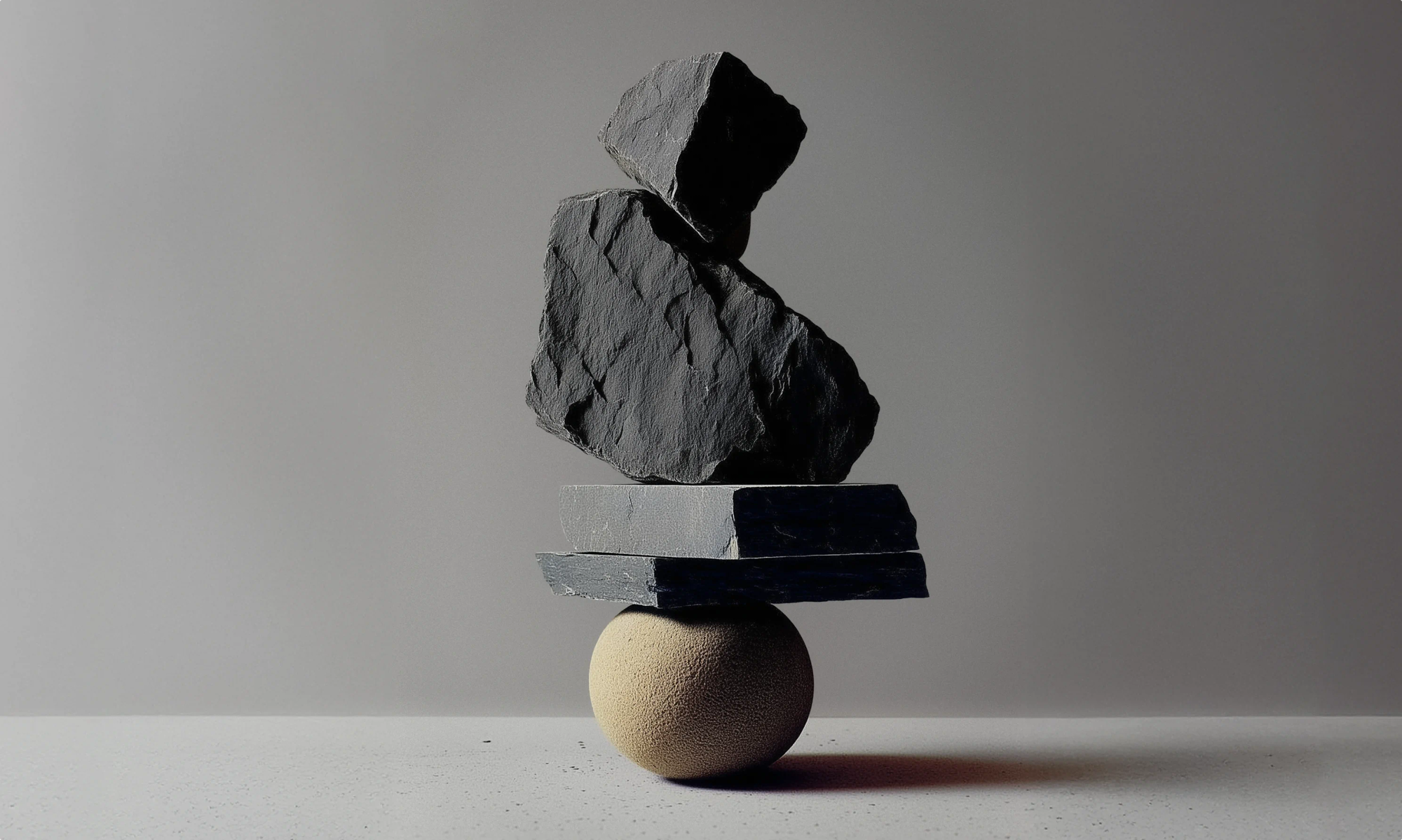 Rocks balancing on a ball