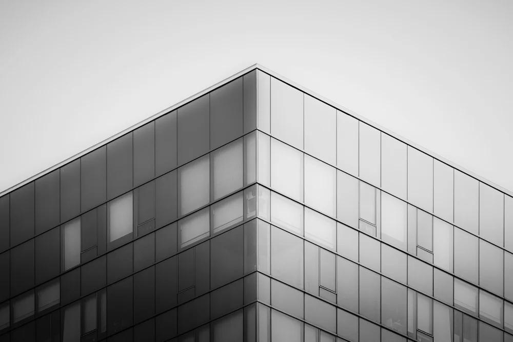Building, grayscale photo