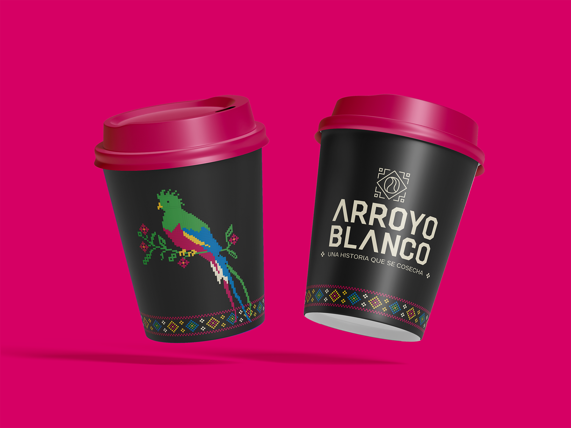 Tarjeta y vaso con aplicaciones de marca