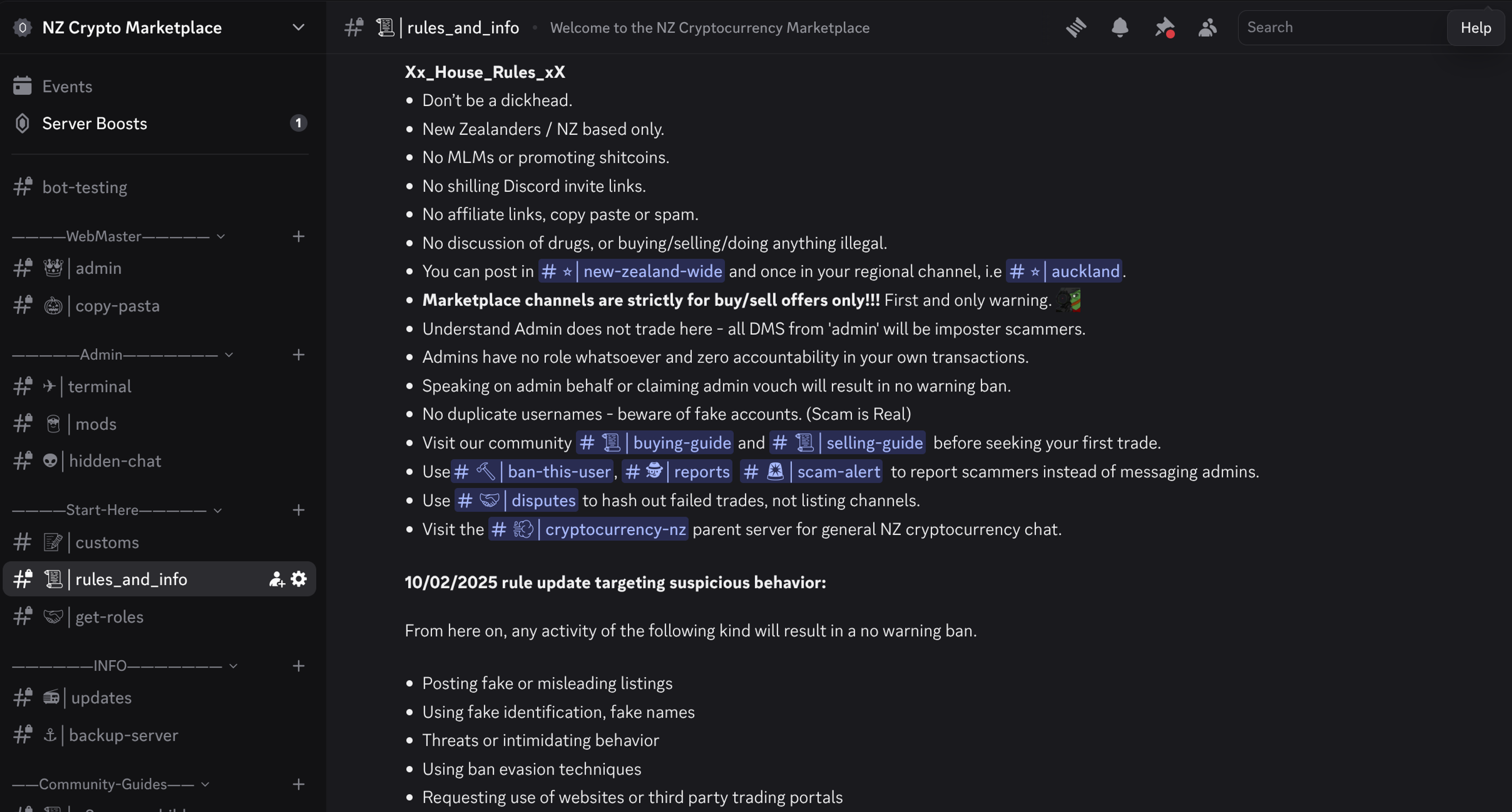 The NZ P2P Crypto Marketplace Rules
