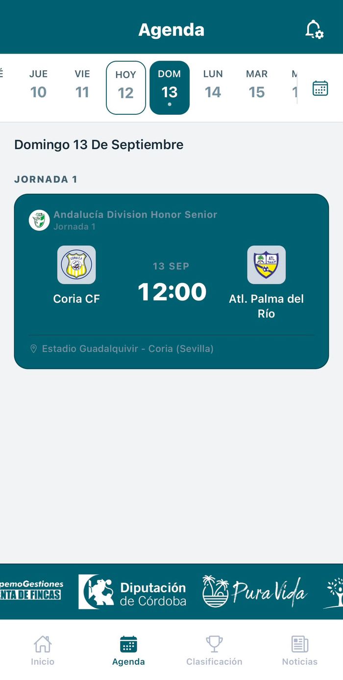 Captura de la app de PalmaDeporte