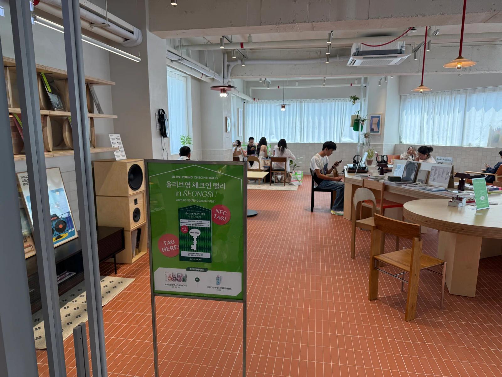 Check-in signage inside the lounge