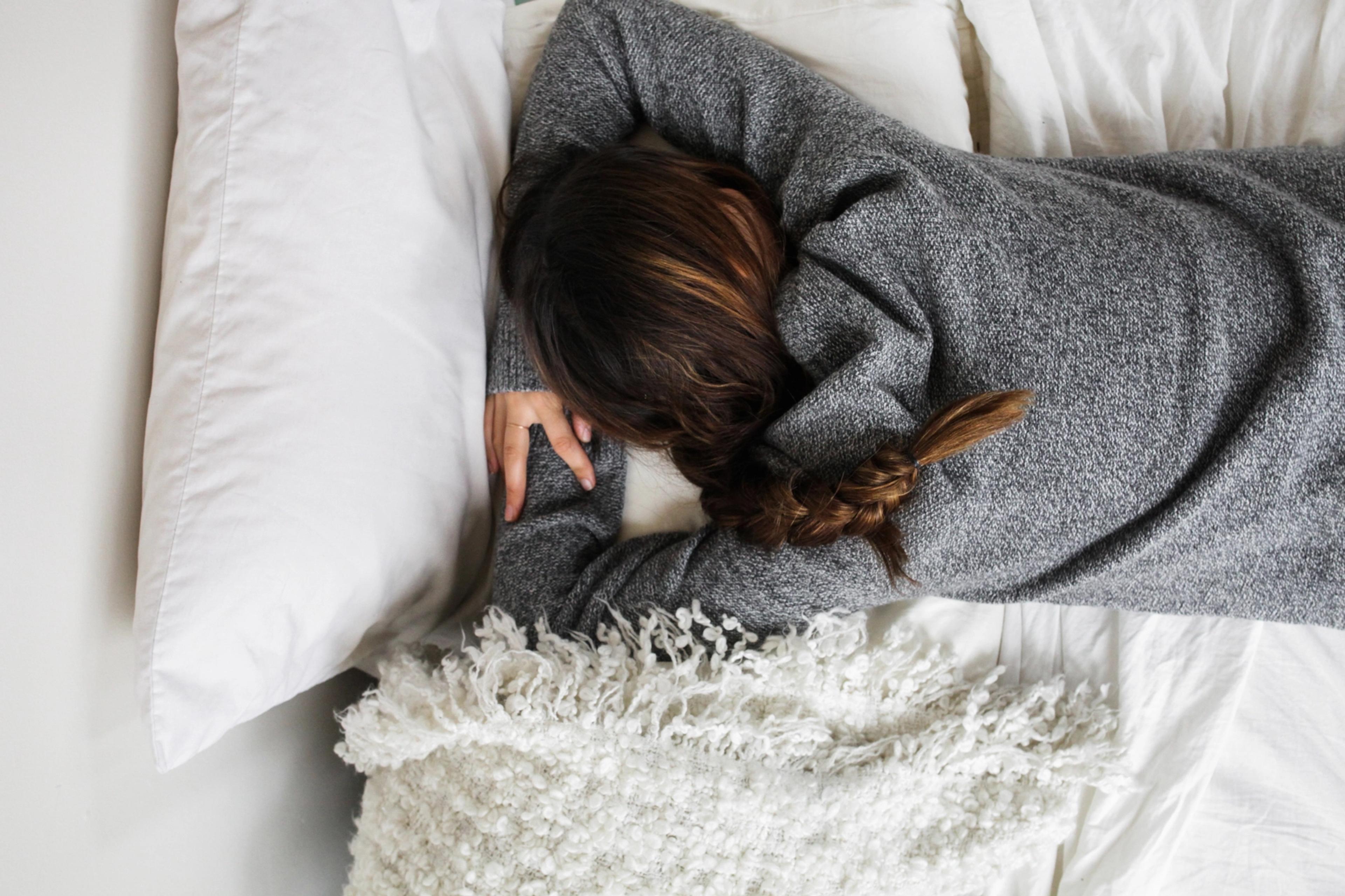 exhausted woman resting