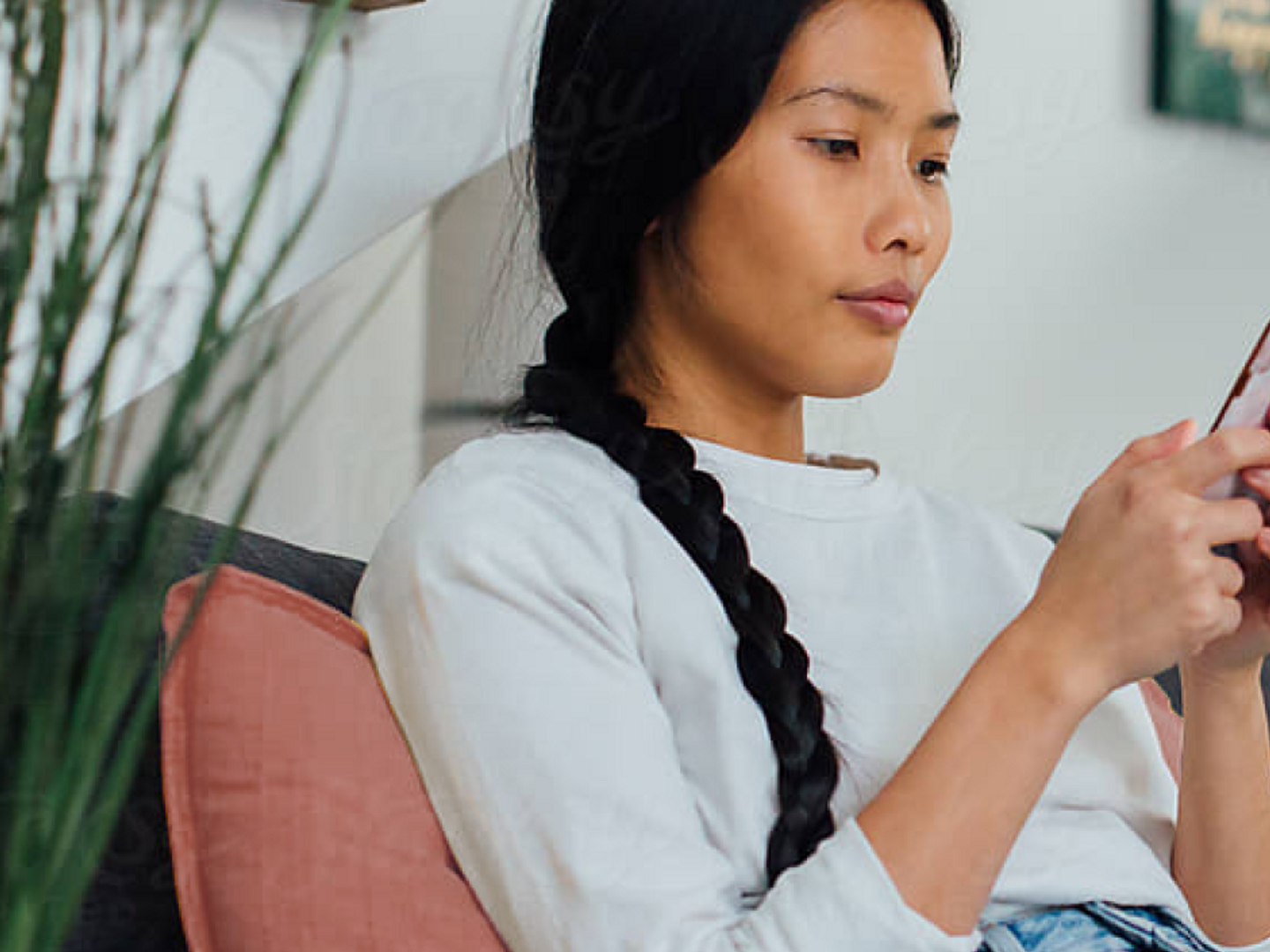 Person reading on mobile device