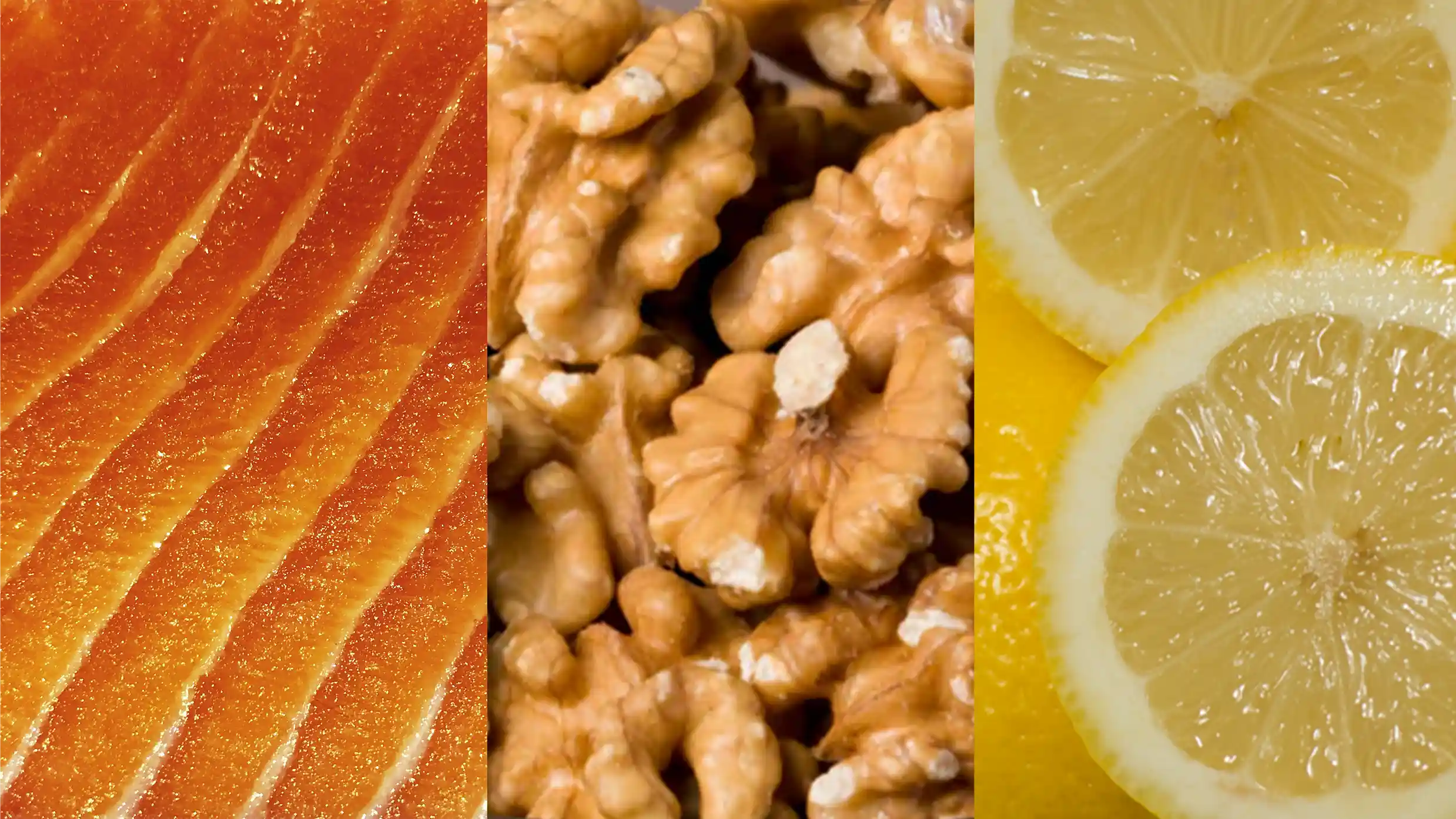 Salmon, walnuts, lemons