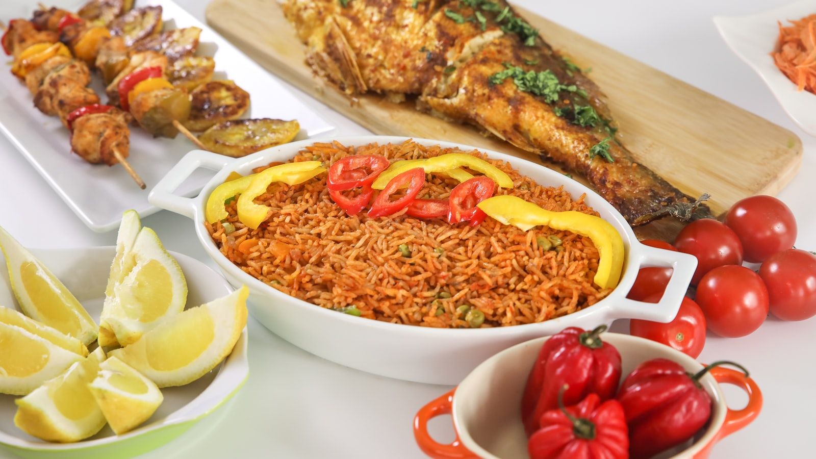 A spread of freshly made Nigerian food