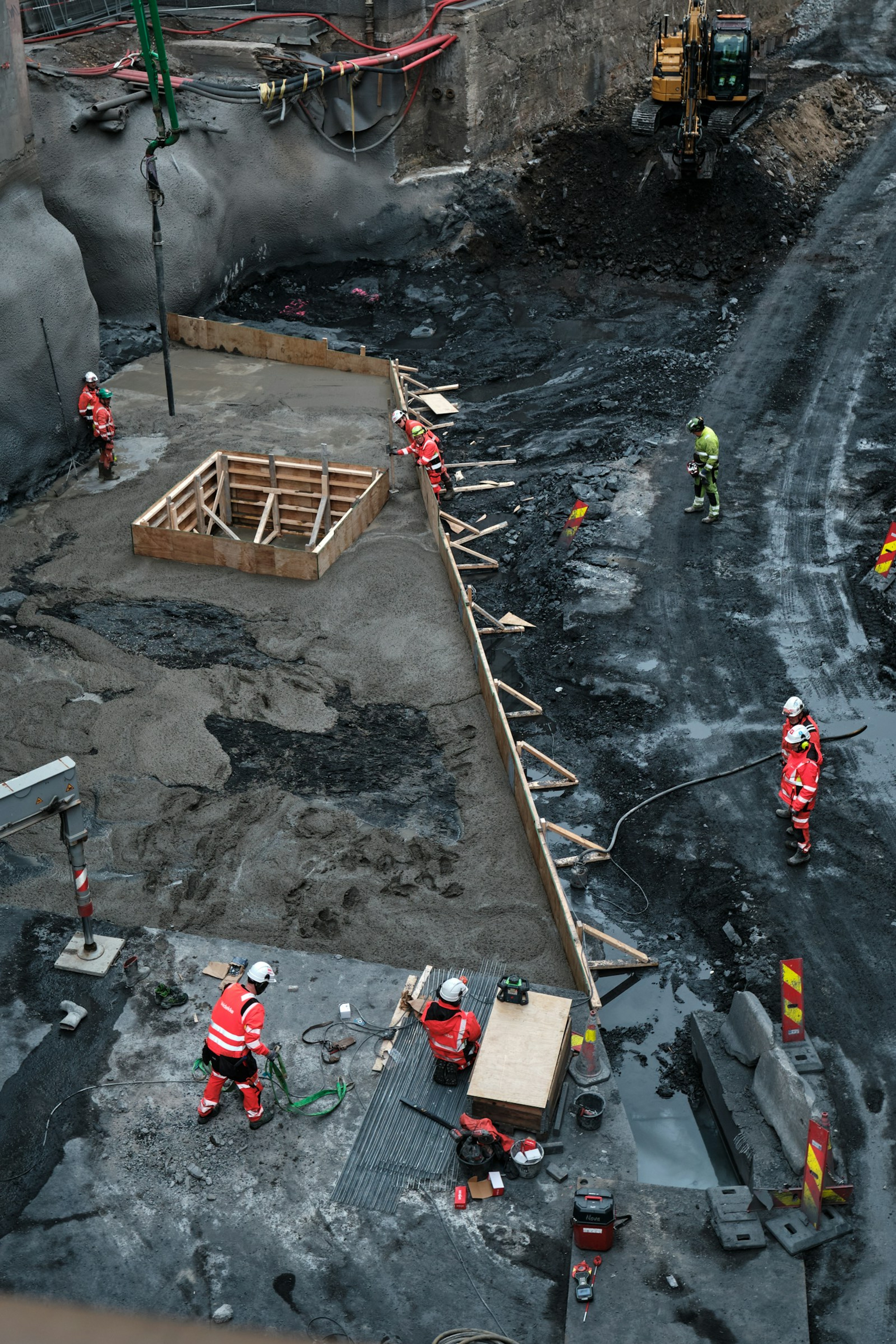 Excavation area with a survey grid laid out, seen from the air
