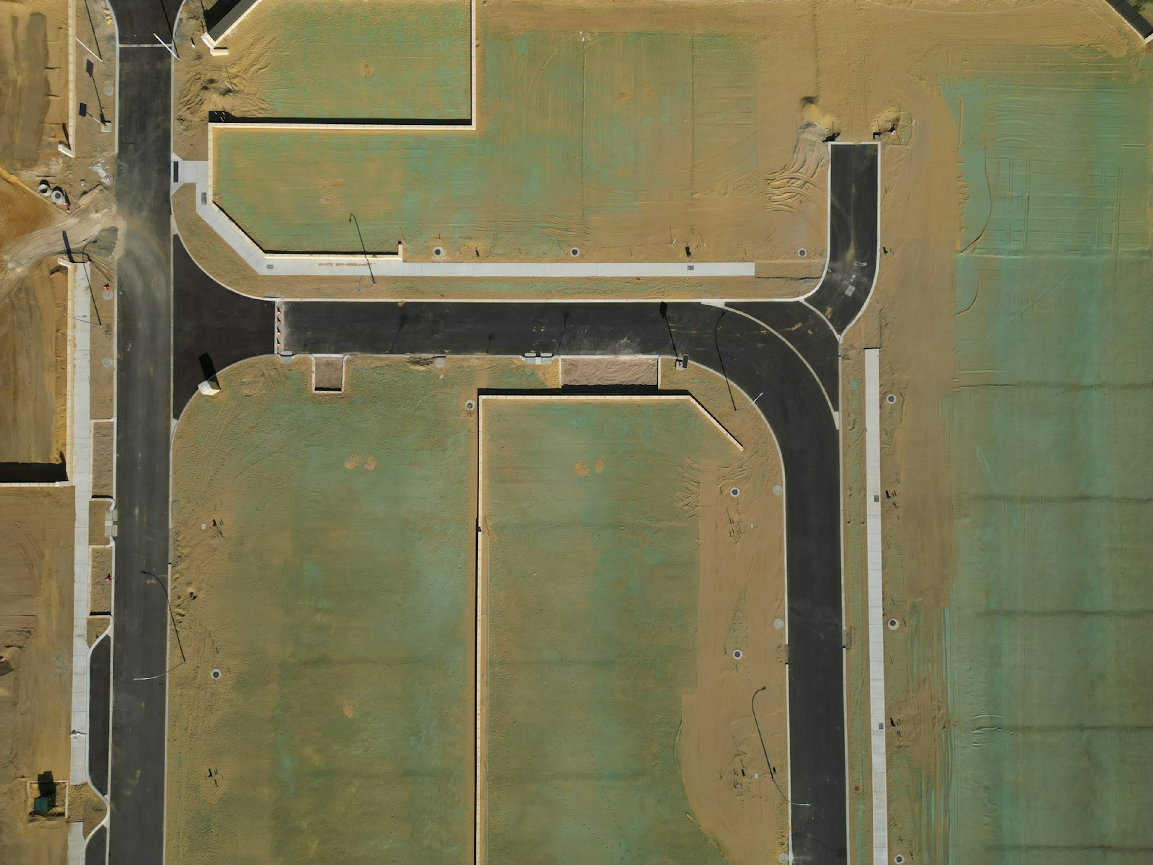 Road alignment under construction, seen from directly above
