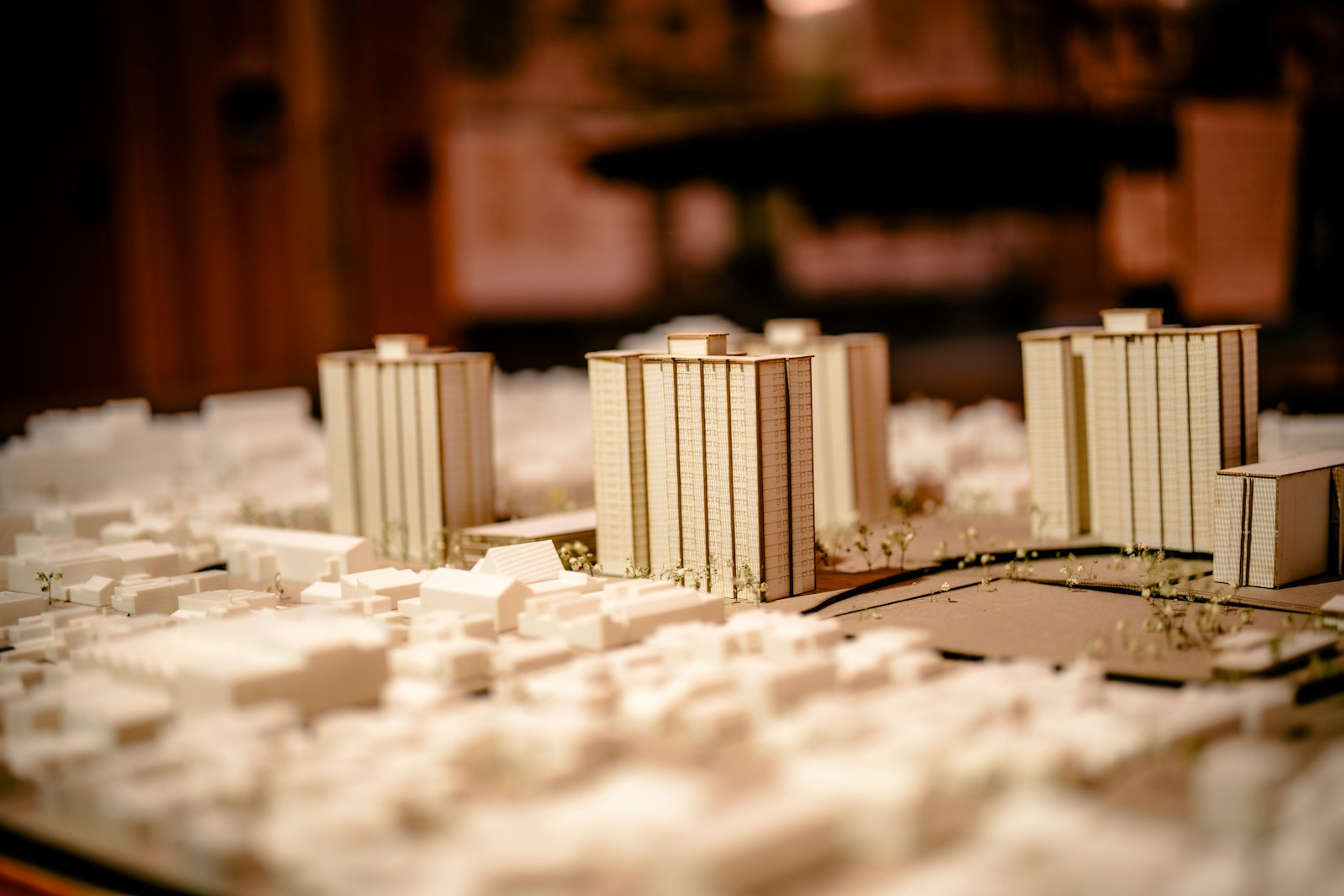 Model of an inner city with tower blocks