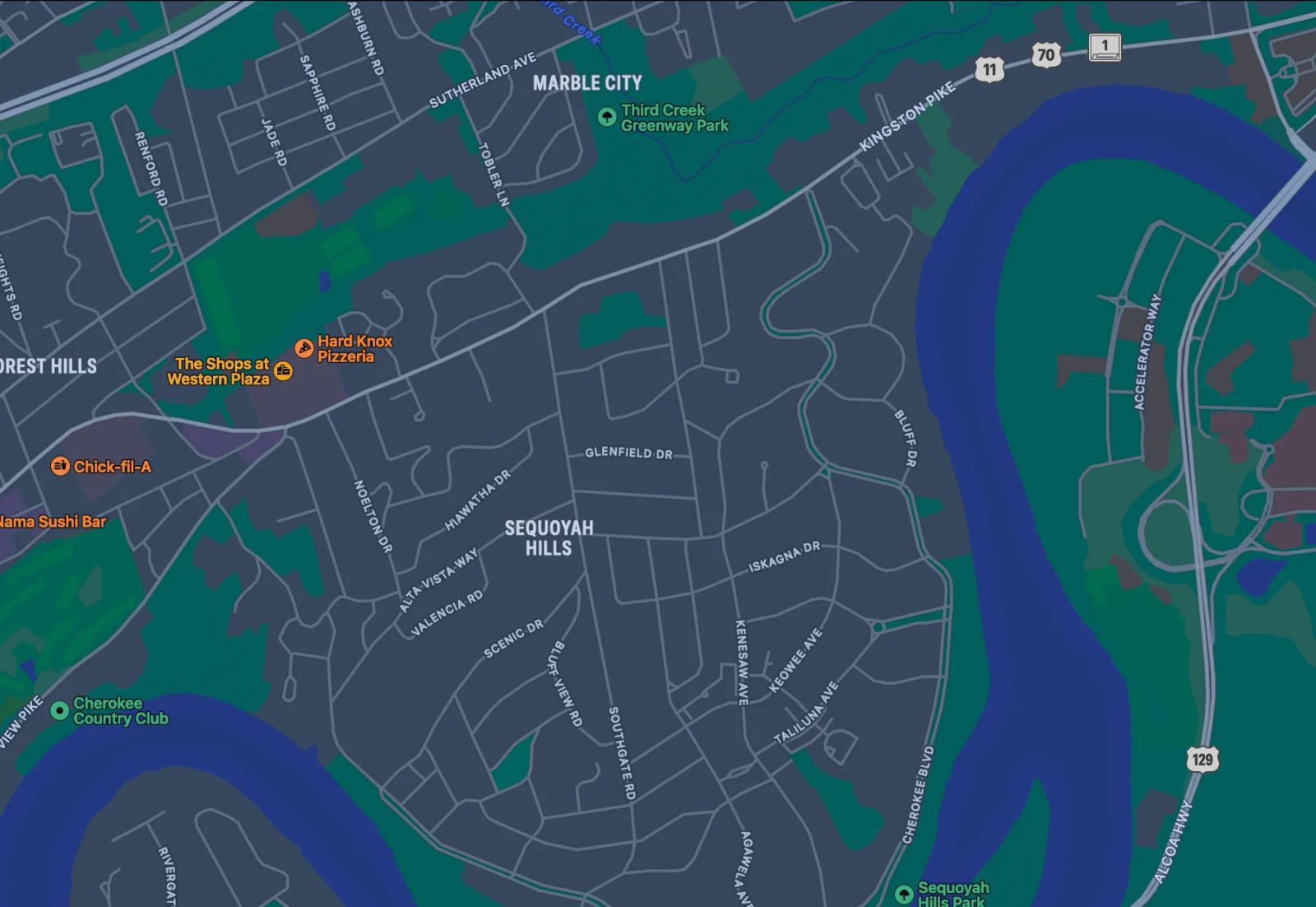 Map of Sequoyah Hills