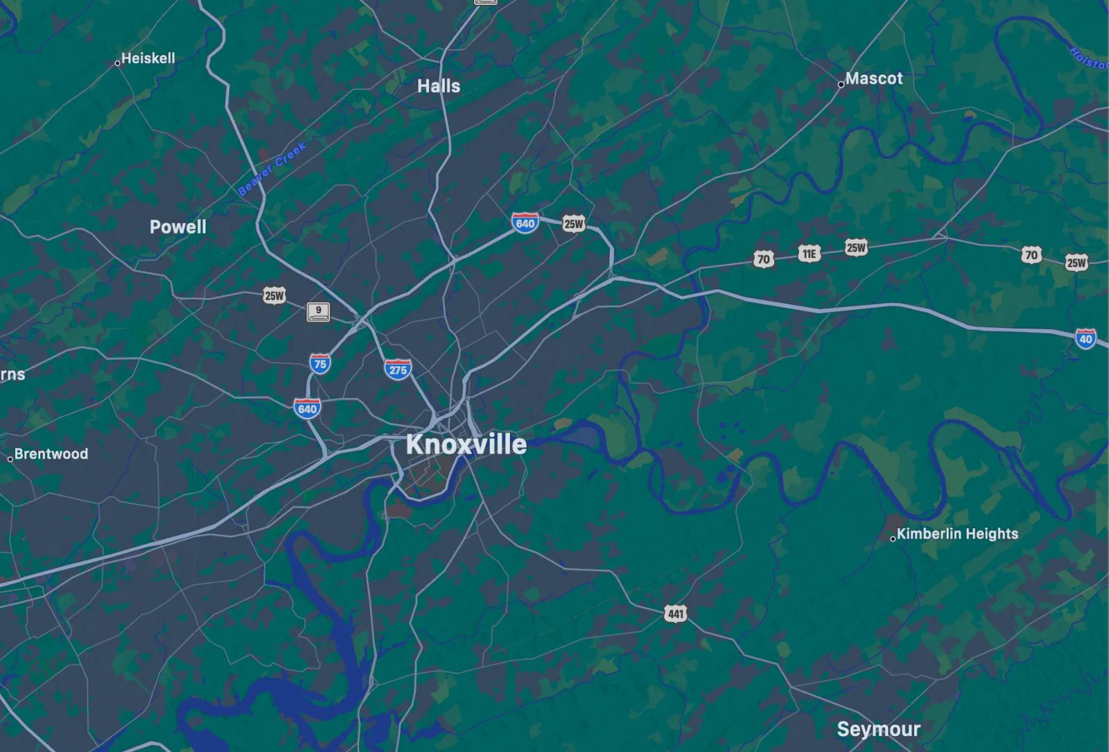 Map of Knoxville