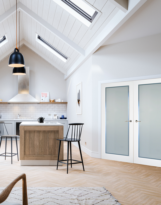 kenmore white primed etch glass clear border in kitchen