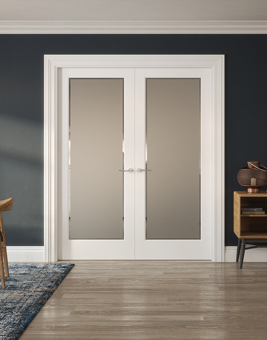 kenmore white primed etch glass clear border in living room 3