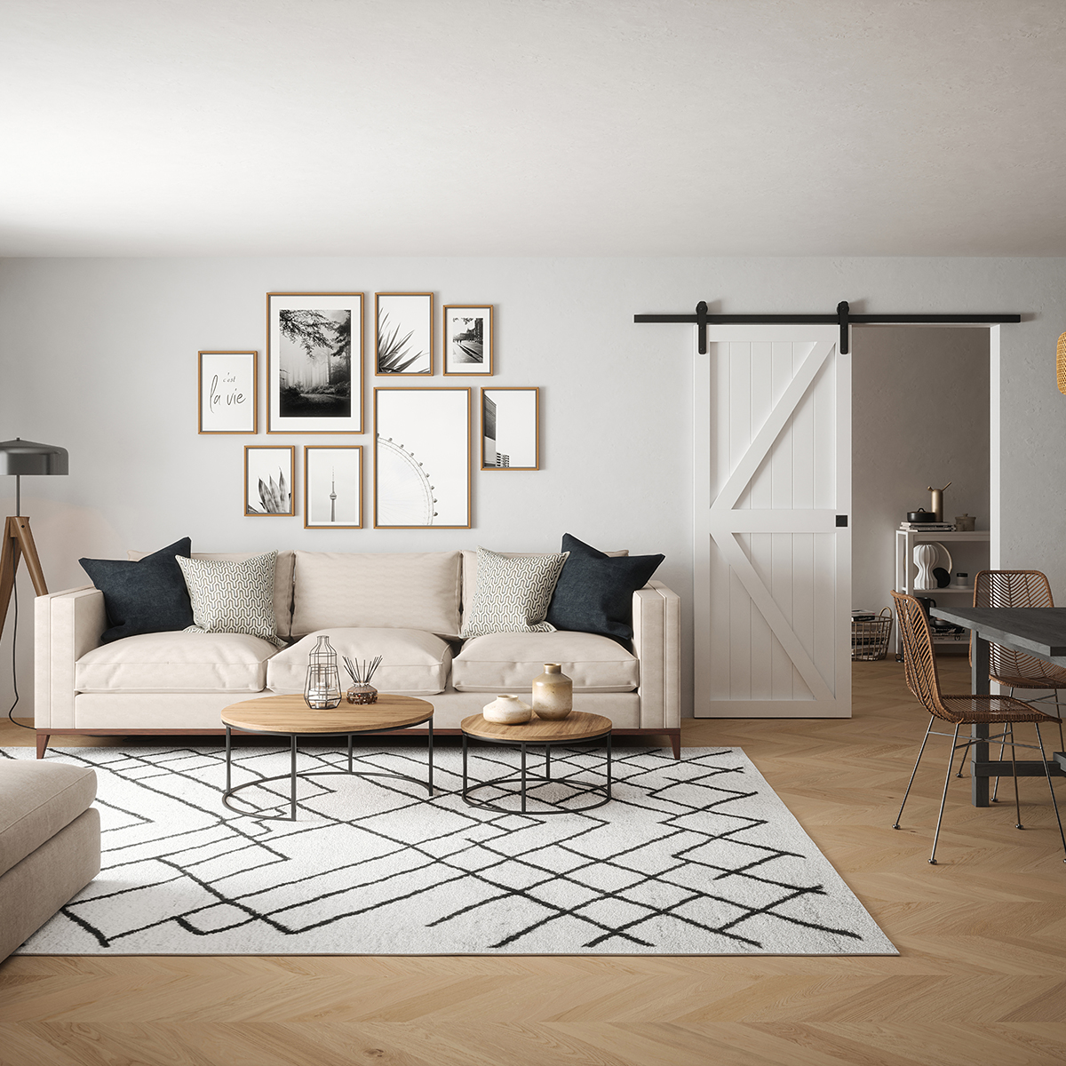 camden framed ledged and braced door in living room 2