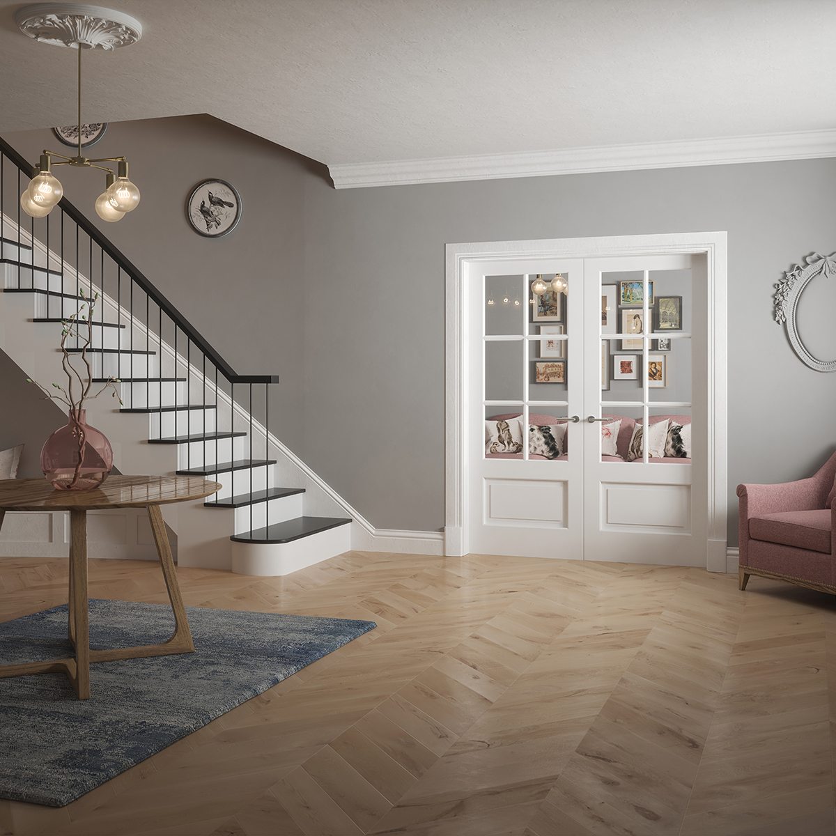 dover marina 1p6l glazed white primed door in living room