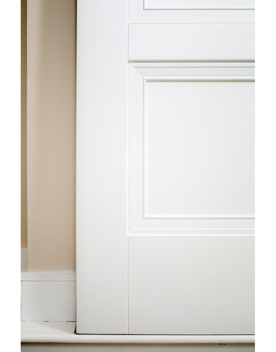 franklin white primed 3 panel door detail