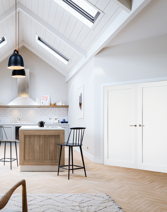 kenmore white primed single panel in kitchen