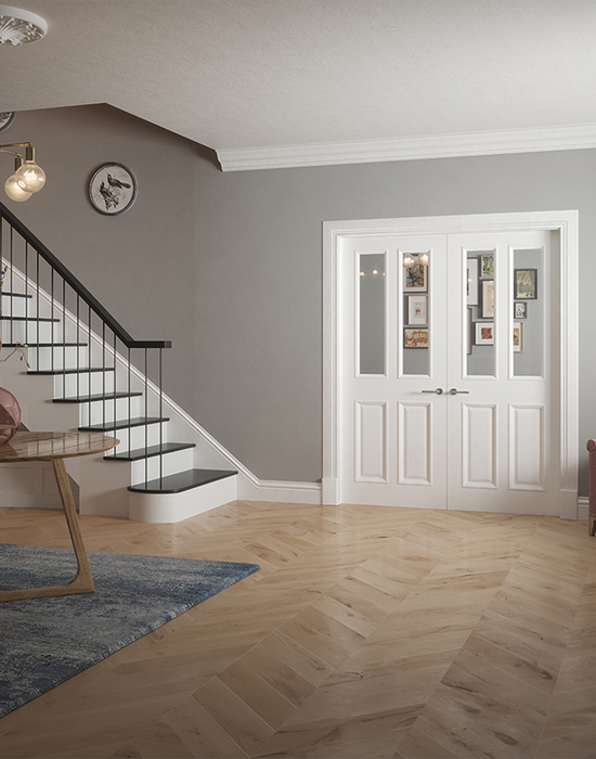 indoors bedford primed clear glazed door bolection in living room
