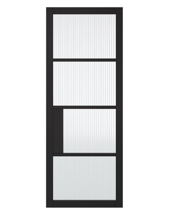 portland 4 lite reeded glazed door black