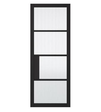 Portland 4-Lite Reeded Glazed Door Black portland 4 lite reeded glazed door black