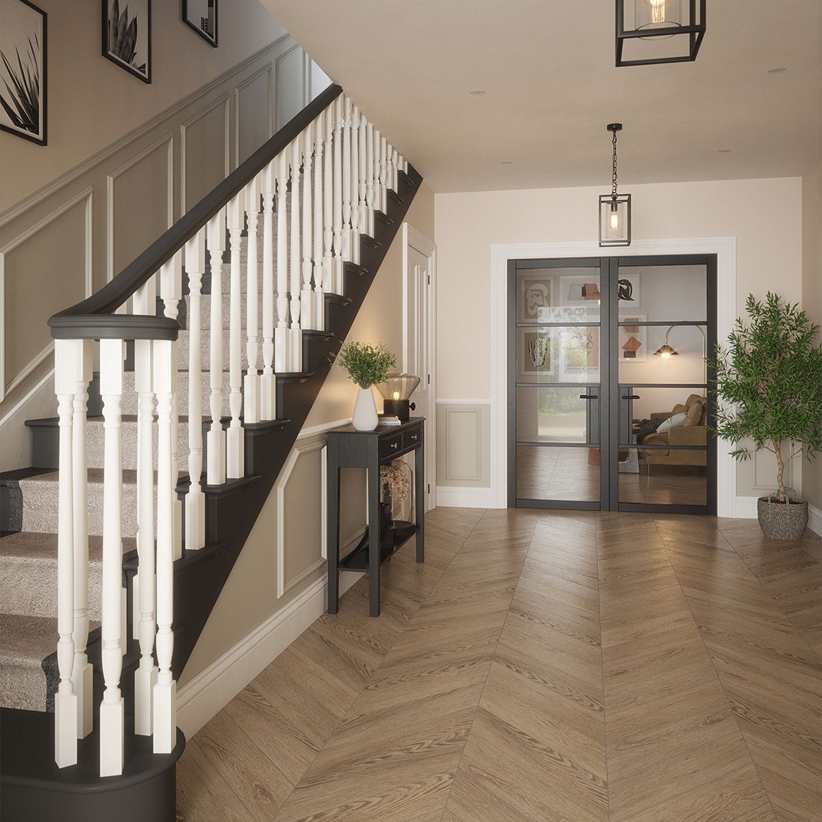 portland 4 lite clear glazed door black in hall 3