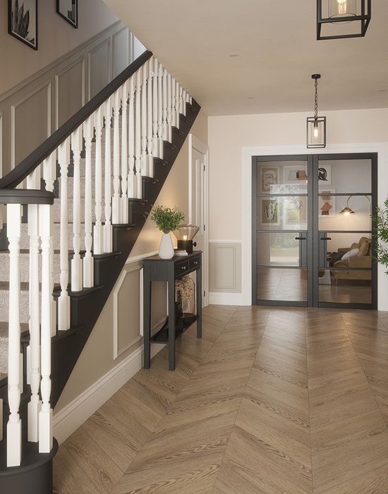 portland 4 lite clear glazed door black in hall 3