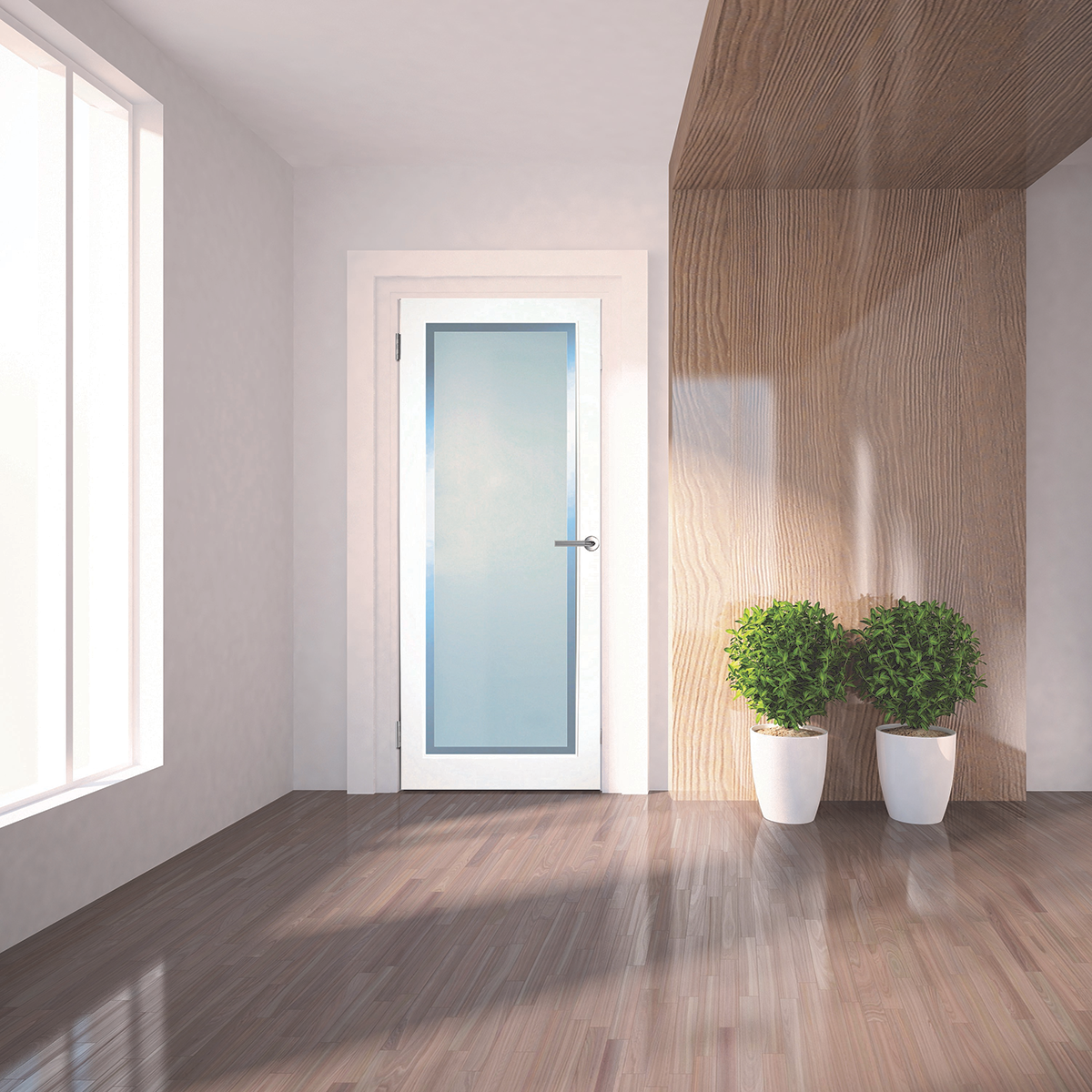 kenmore white primed etch glass clear border in hall