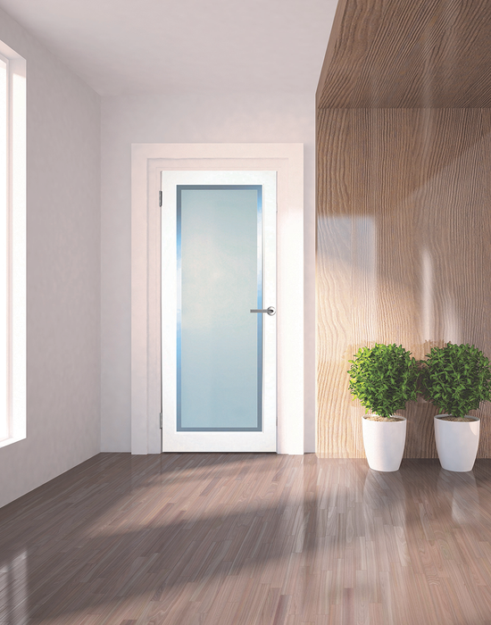 kenmore white primed etch glass clear border in hall
