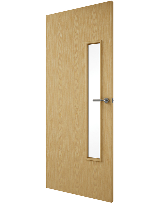 flush oak veneer match fd30 18g glazed door