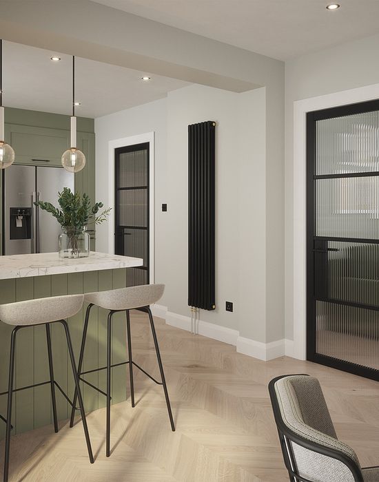 portland 4 lite reeded glazed door black in kitchen 5