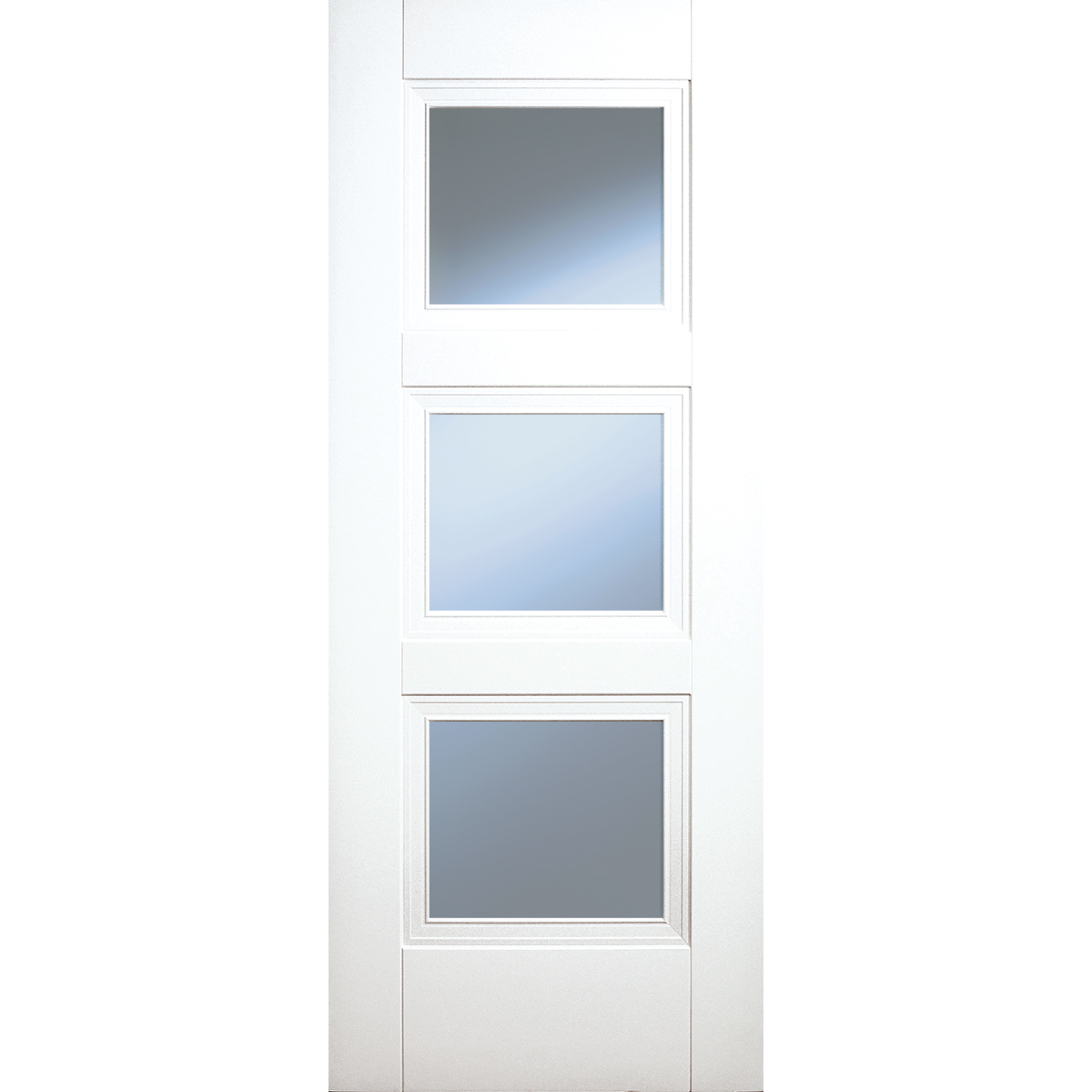 franklin white primed 3 panel clear glazed door