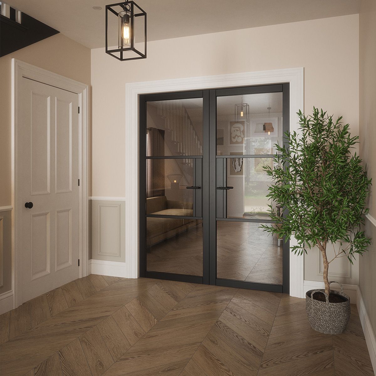 seattle 3 lite clear glazed door black in hall