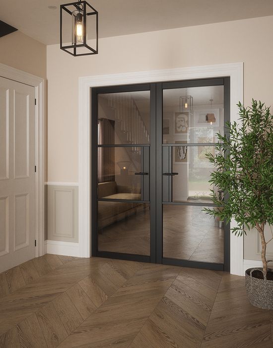 seattle 3 lite clear glazed door black in hall