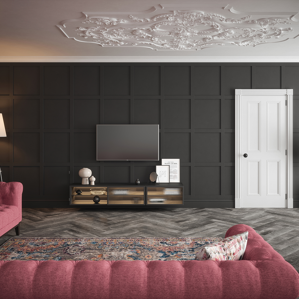 ardmore 4 panel primed door in living room